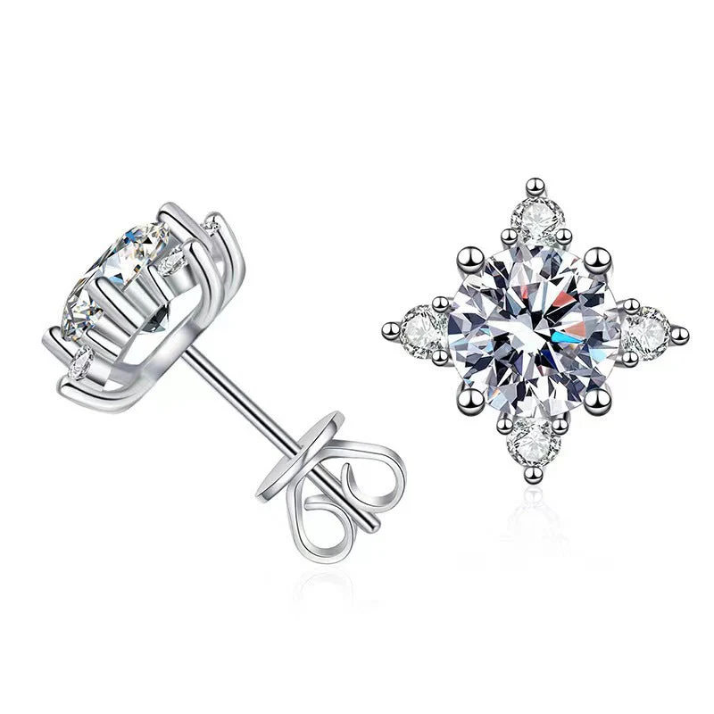 Aurelie flower earrings | White gold 16k