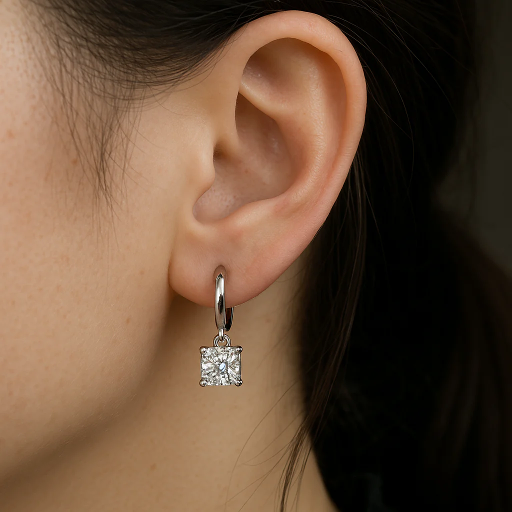 Aurora Square Drop Earrings | White gold 16k - Image 2