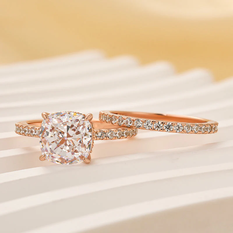 Bridal Cushion 2PC Ring Set | Rose Gold 16k - Image 2