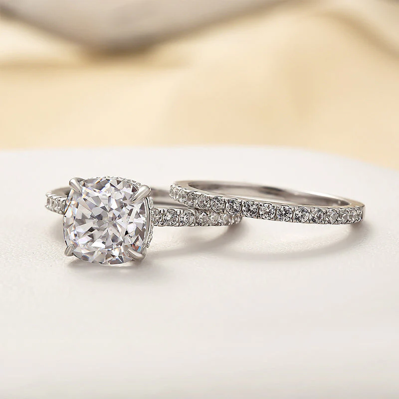 Bridal Cushion 2PC Ring Set | White Gold 16k - Image 3
