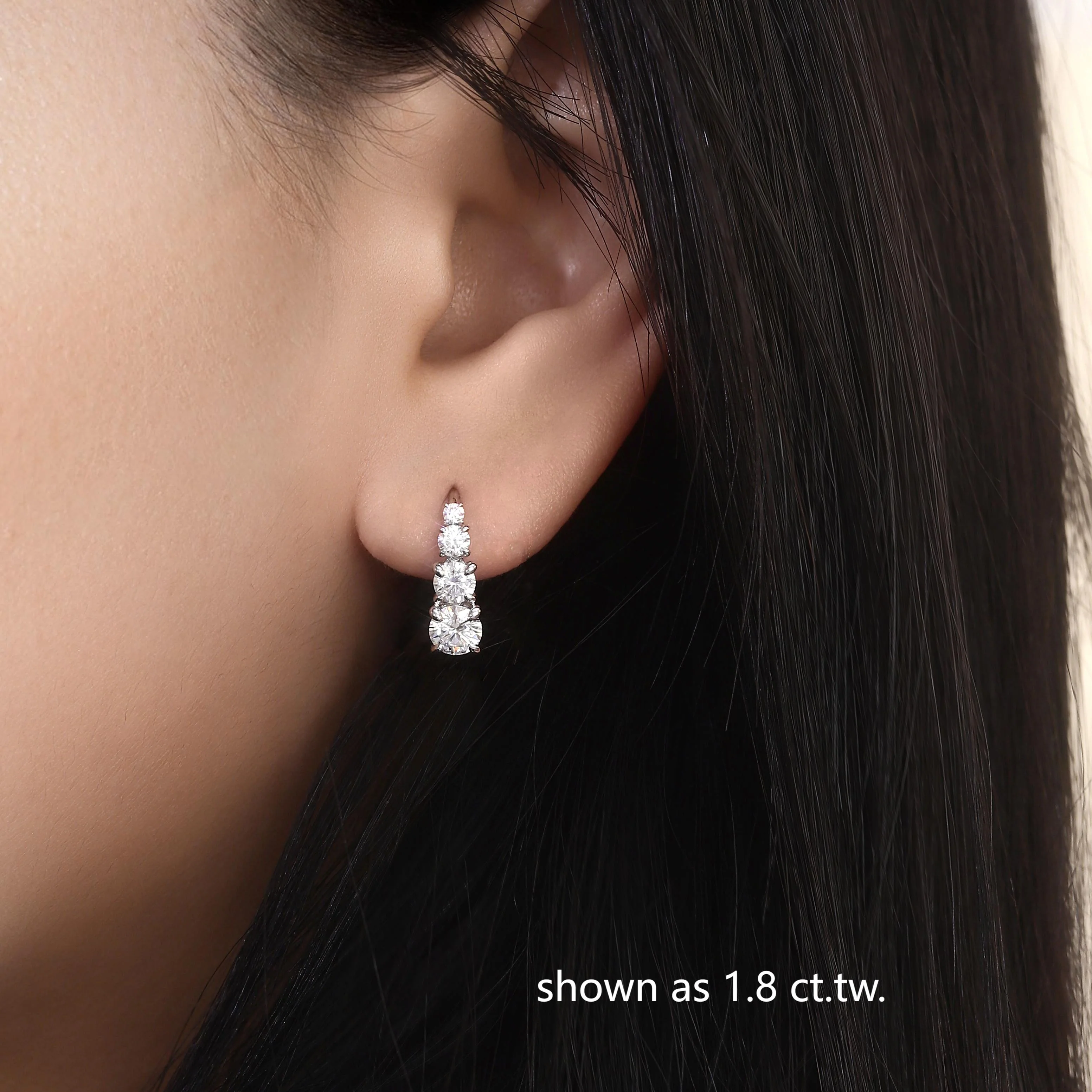 Carol four stone earrings | White gold 16k - Image 4