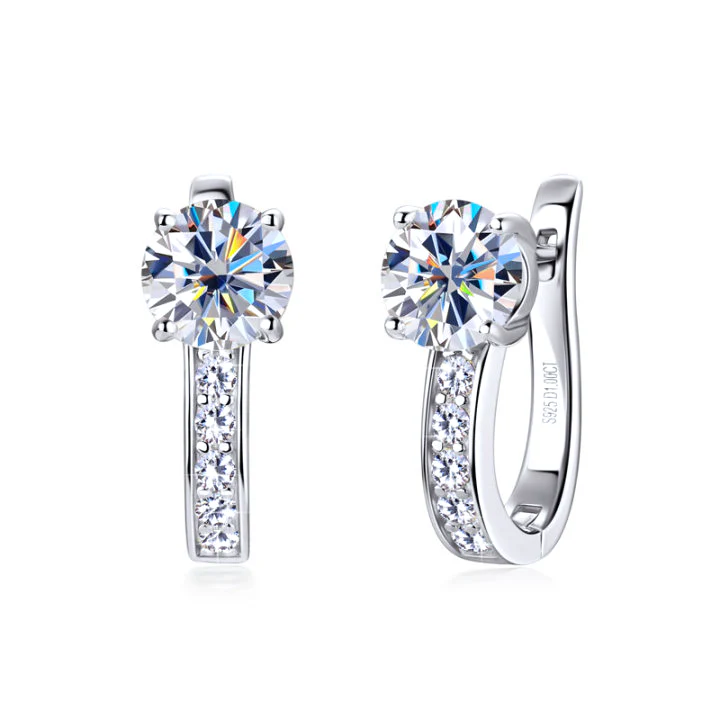Channel Moissanite Huggie Earrings | Gold 18k - Image 2