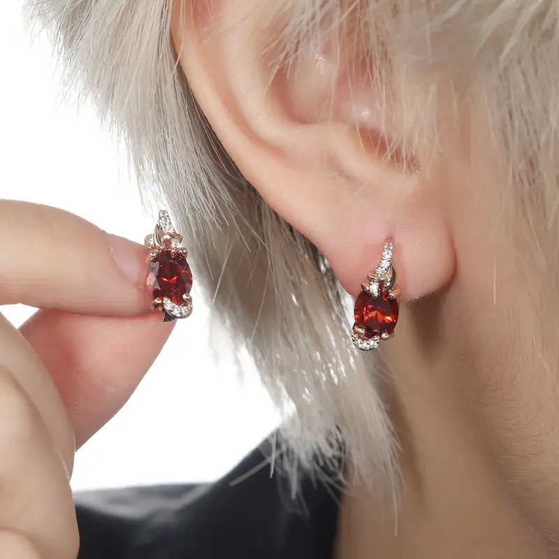 Crimson Twilight Drop Earrings | Gold 16k - Image 4