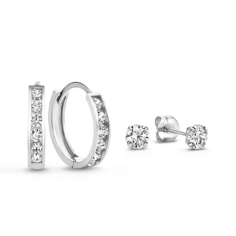 Dara Brillane Stone Earrings Set | White Gold 14k