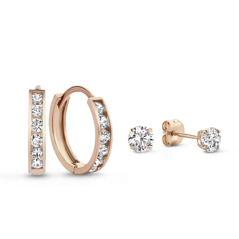 Dara Brillane Stone Earrings Set | White Gold 14k - Image 3