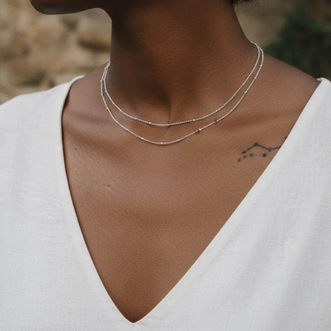 Dual Chain Choker Necklace - Image 5