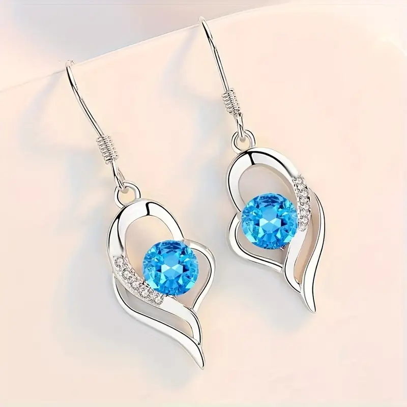 Eclipse Heart Drop Earrings | White Gold 18k - Image 2