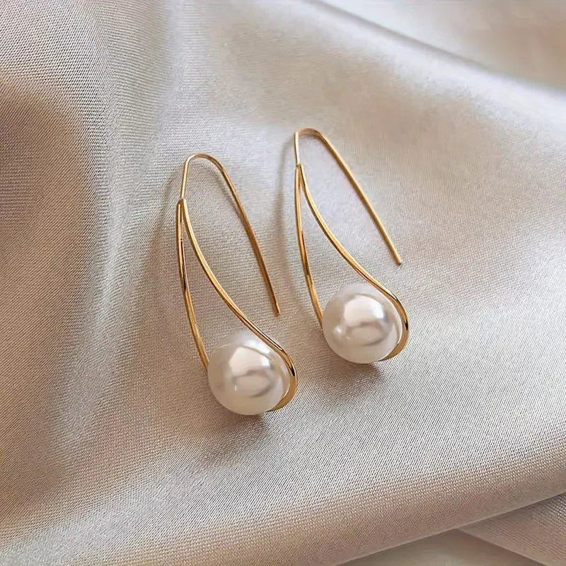Elegant Pearl Dangling Earrings | Gold 14k - Image 2