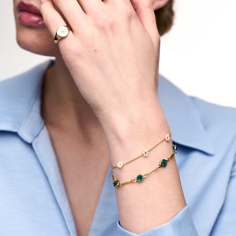 Emerald Link Chain Bracelet | Gold 18k - Image 2