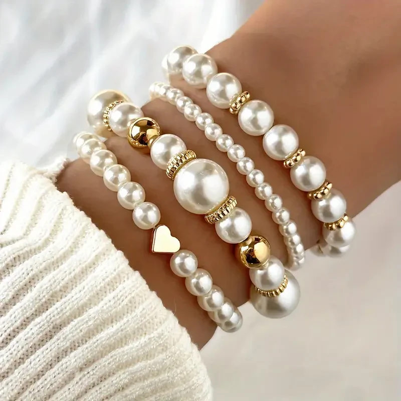Exquisite Pearl Bracelet Set | Gold 16k - Image 2
