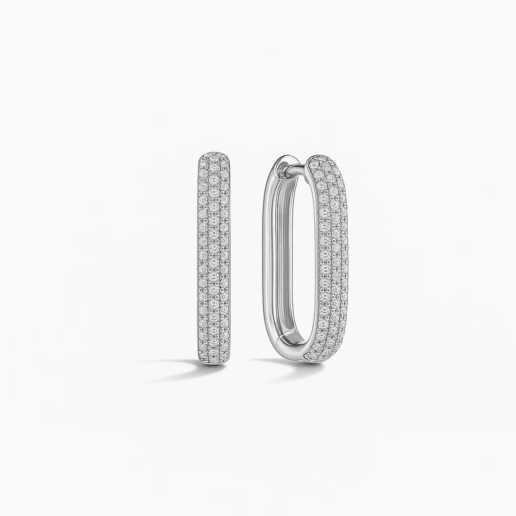 Icon Pavé Hoops | White Gold 18k
