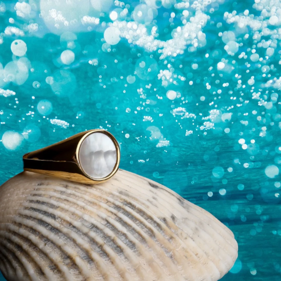 Iridescent Mother of Pearl Statement Ring - Image 11