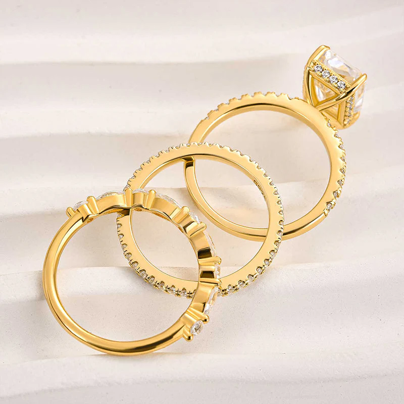 Jaily 3PC Wedding Ring Set | Gold 18k - Image 2