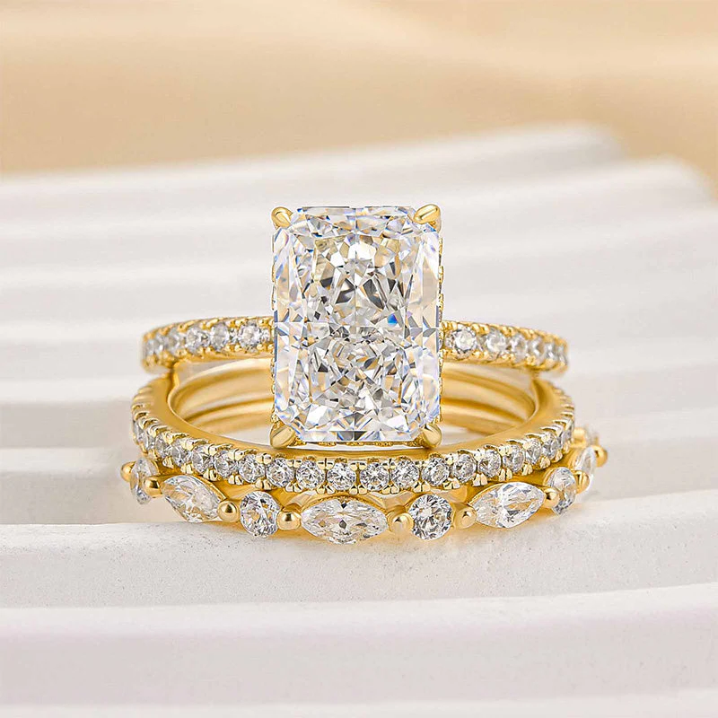 Jaily 3PC Wedding Ring Set | Gold 18k - Image 4