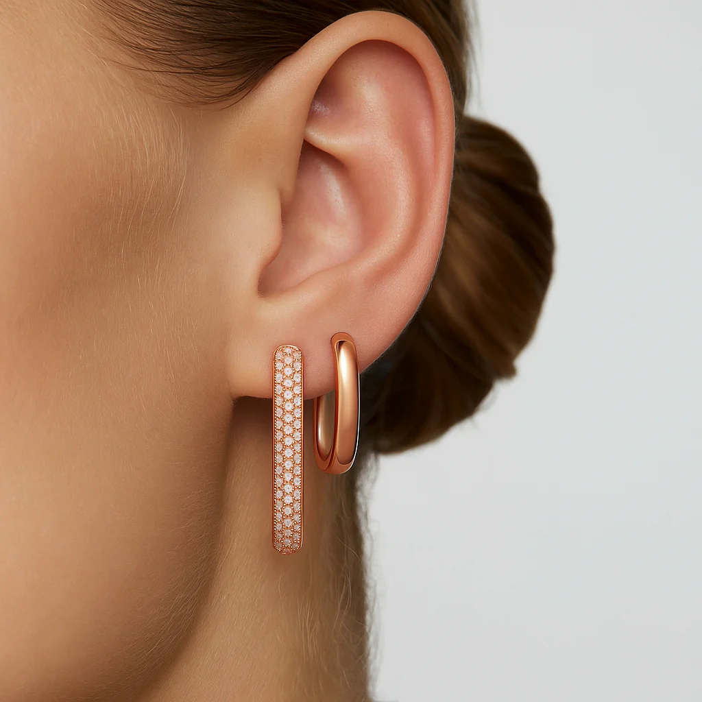 Large Icon Pavé Hoops | Rose Gold 16k - Image 2