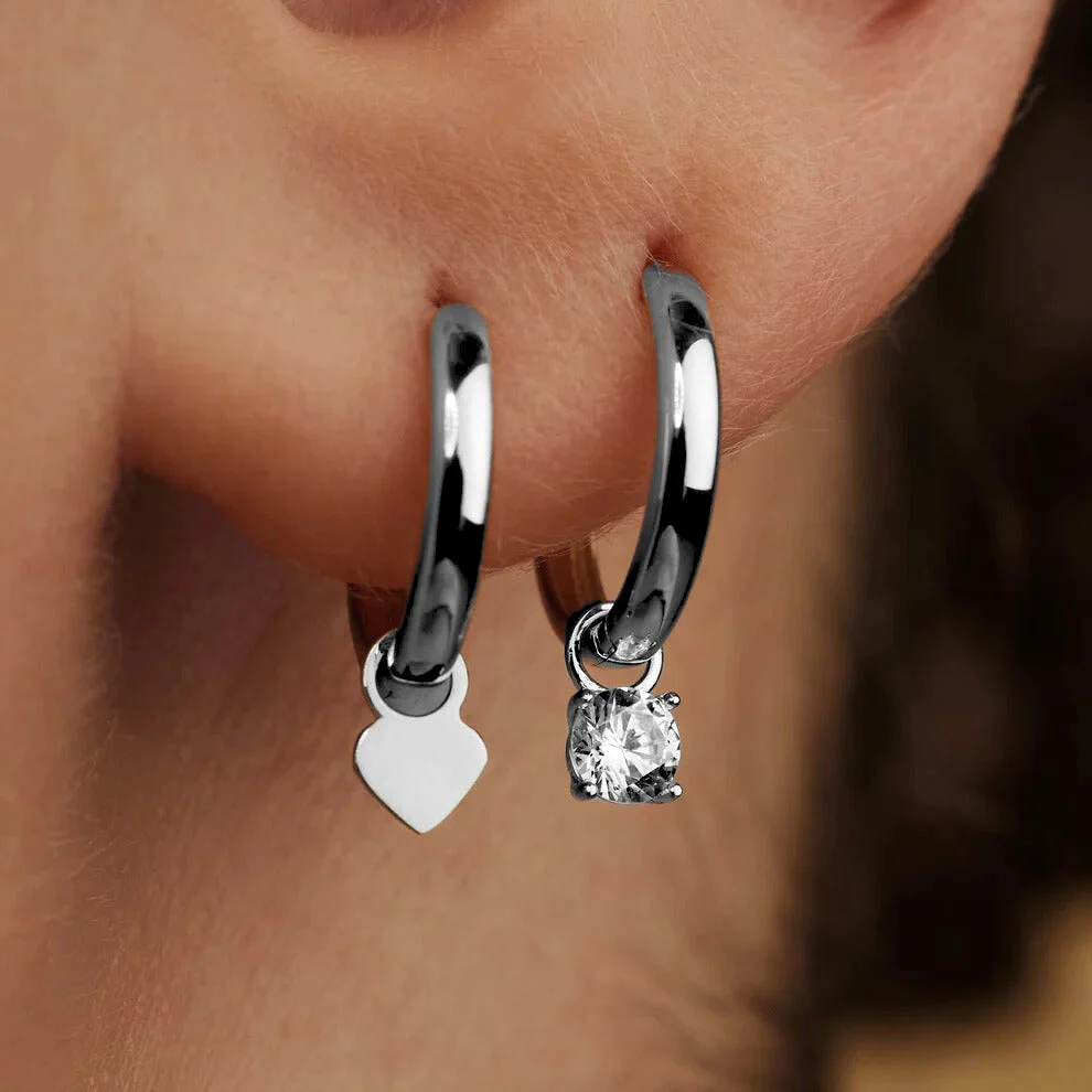 Larmes de Lune Stone Hoop Earrings | White Gold 14k - Image 4