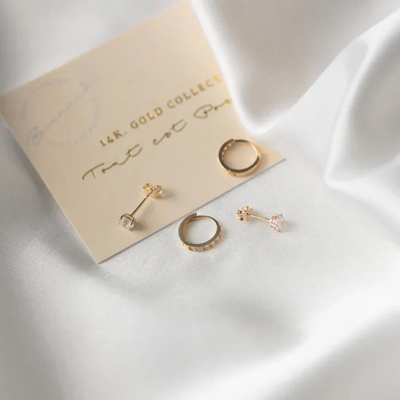 Larmes de Lune Stone Stud Earrings | Gold 14k - Image 7