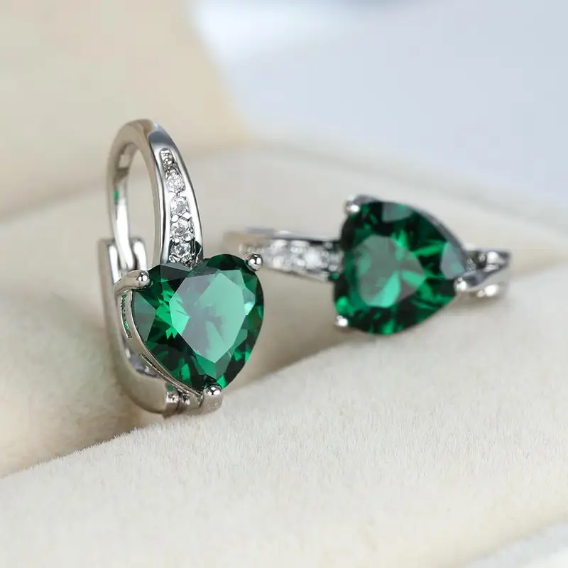 Lunara Greystelle Emerald Earrings | White Gold 16k