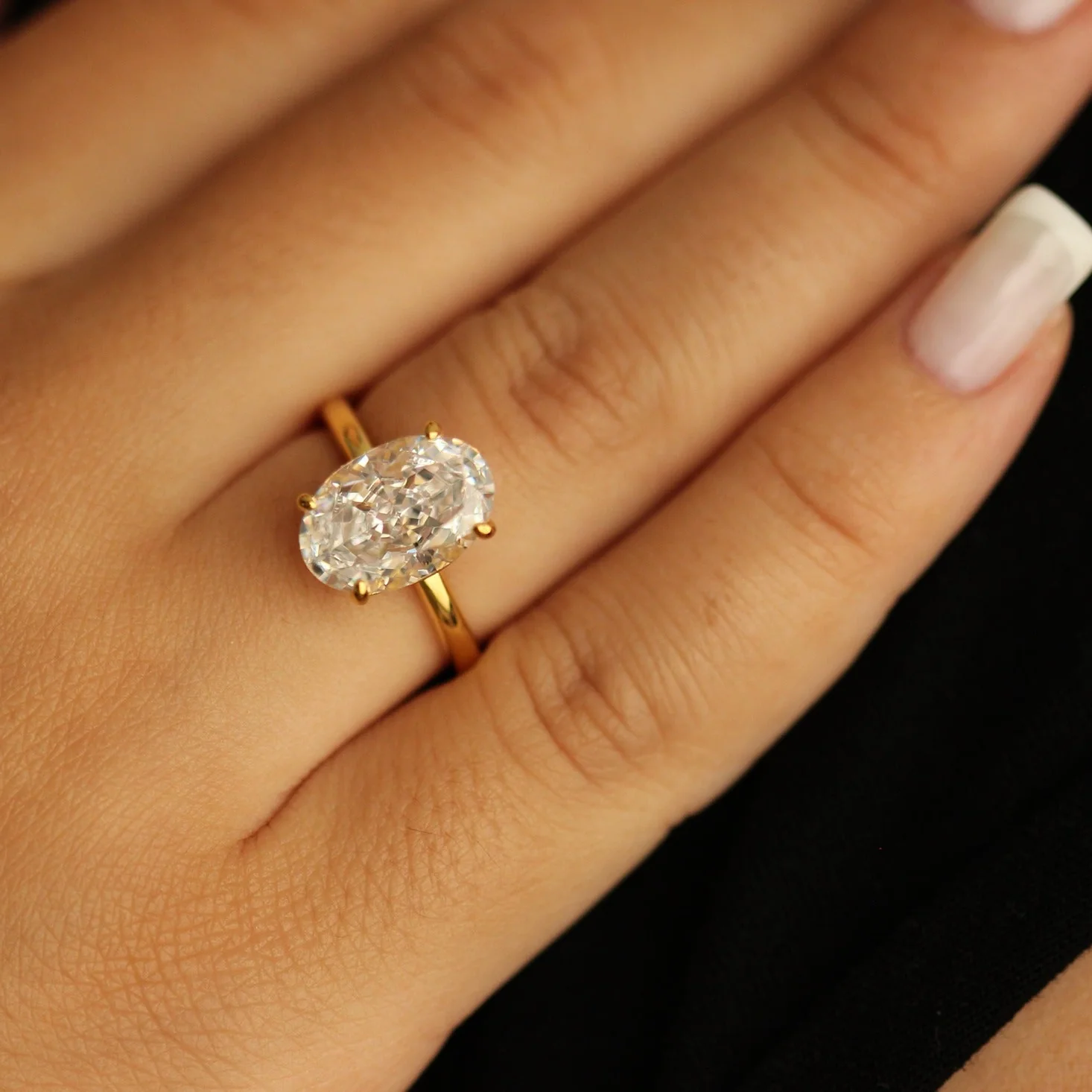 18k Gold Vermeil 3.5 Ct Oval Ring - Milan Gold Vermeil Ring - Image 2
