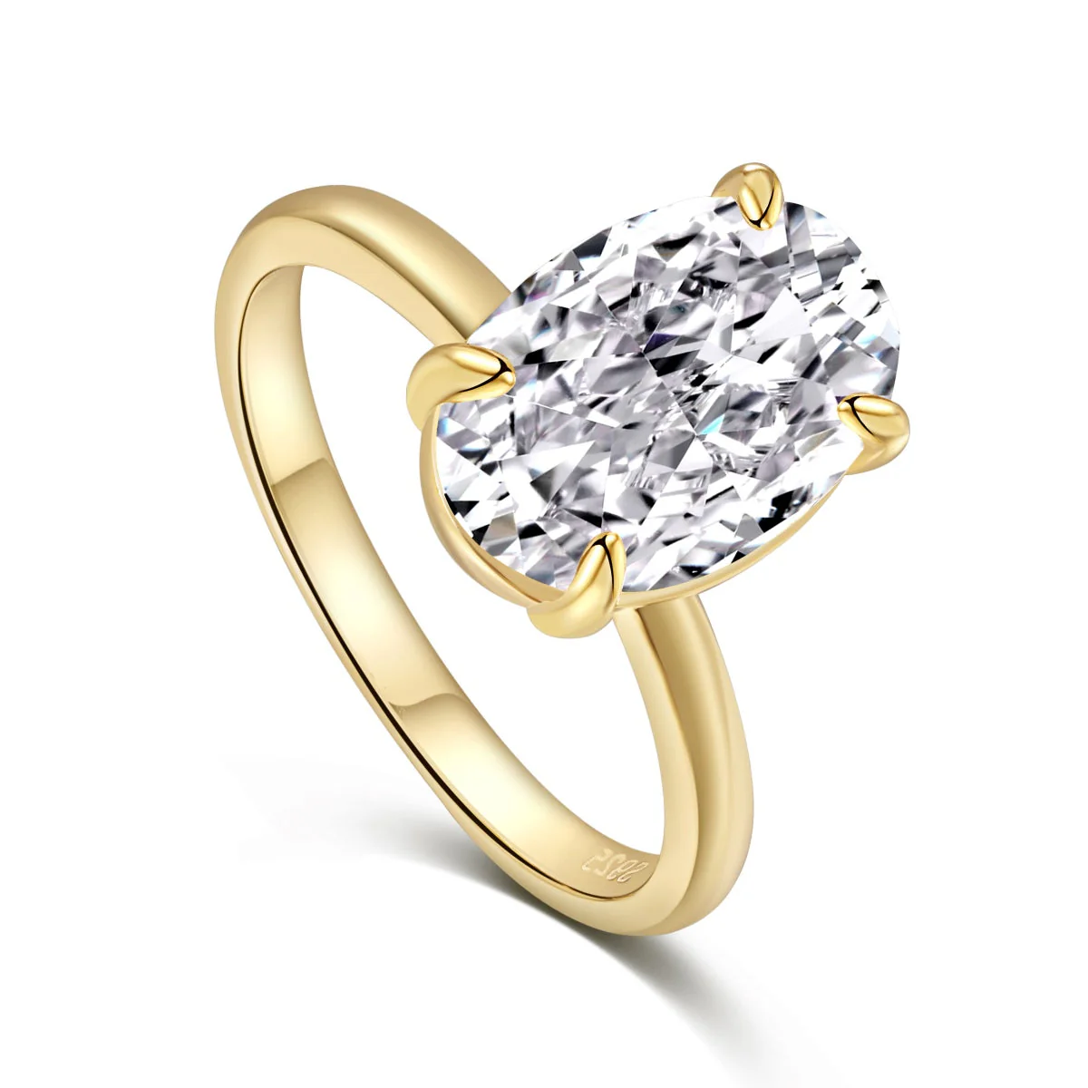 18k Gold Vermeil 3.5 Ct Oval Ring - Milan Gold Vermeil Ring - Image 3