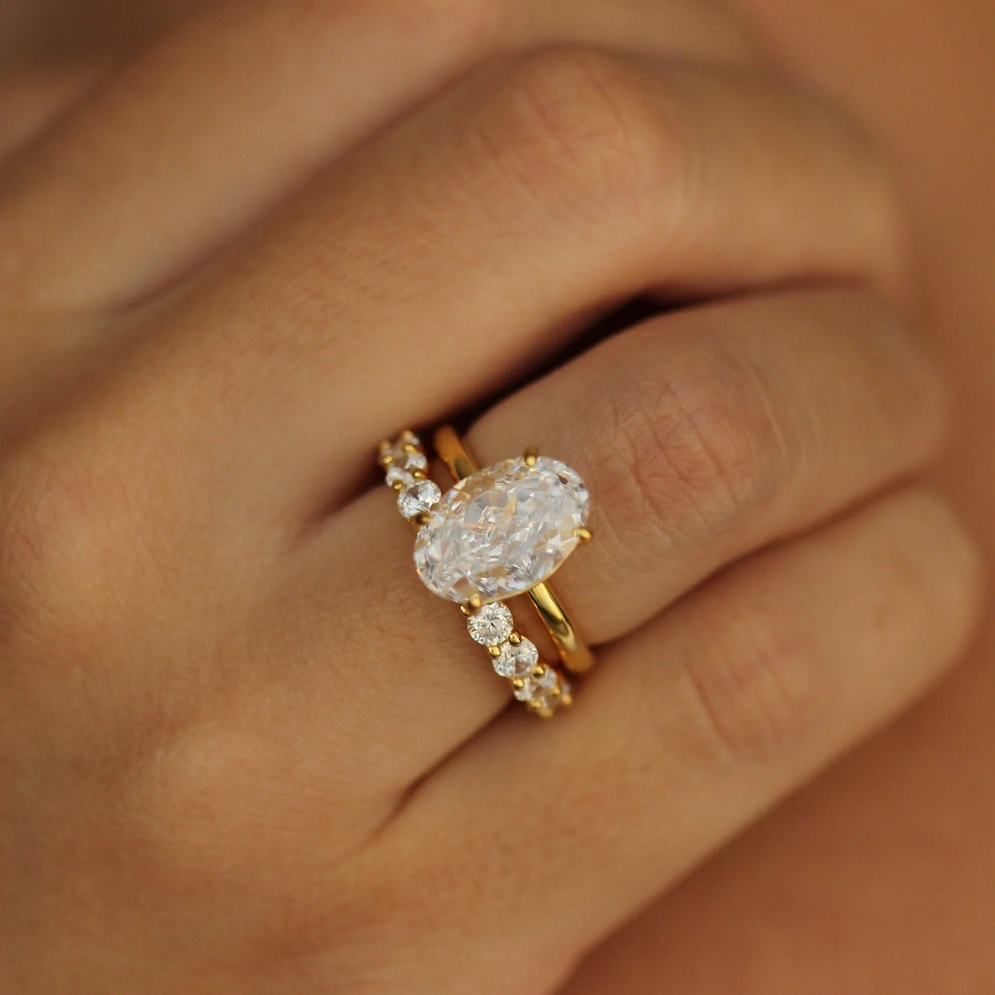 18k Gold Vermeil 3.5 Ct Oval Ring - Milan Gold Vermeil Ring - Image 5