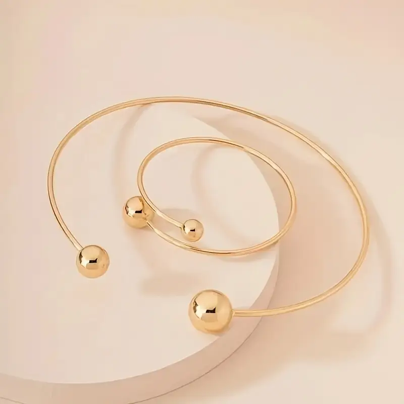 Minimalist Glow Collar & Cuff Bracelet Set | Gold 18k - Image 5
