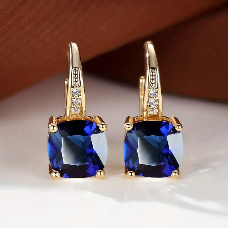 Mystic Sapphire Stone Hoop Earrings | Gold 18k - Image 2