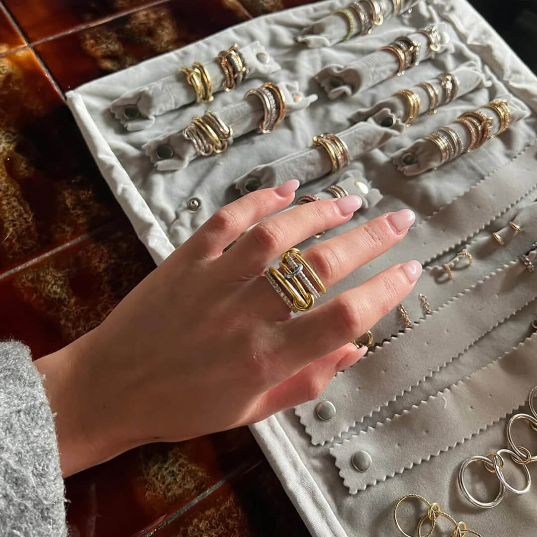 Ophelie Luxe Gemstone Stacked Ring - Five Bands - Image 3