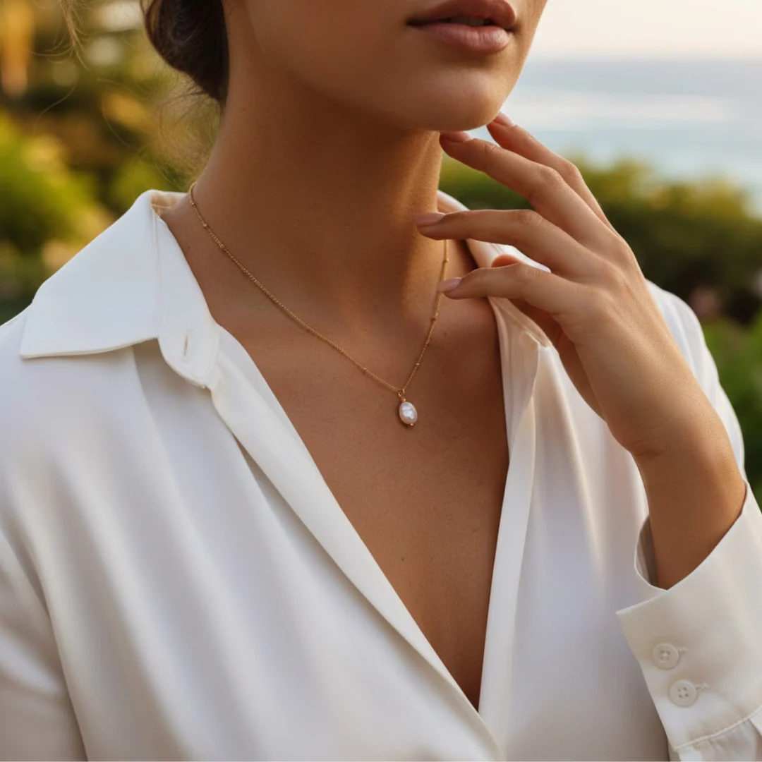 Ornate Pearl Pendant Necklace - Image 9