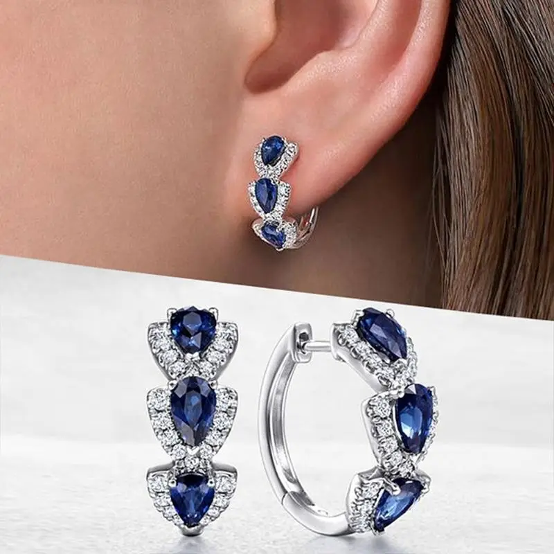 Royal Sapphire Crest Earrings | White Gold 16k - Image 3