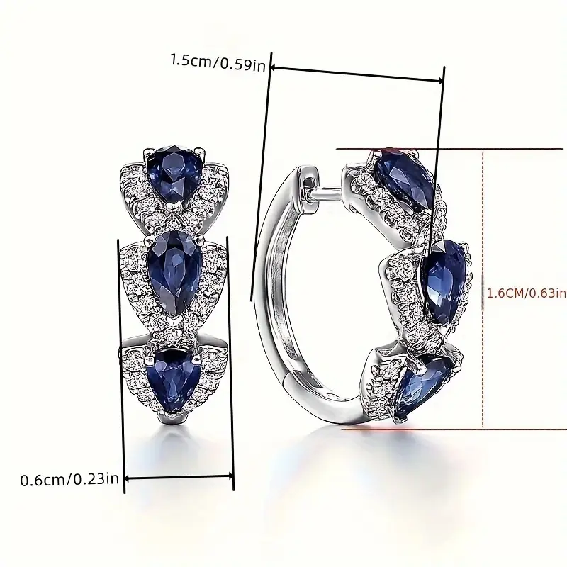 Royal Sapphire Crest Earrings | White Gold 16k - Image 5