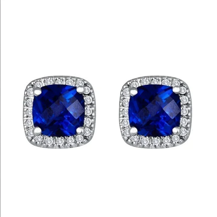 Saphir Square Stud Earrings | White Gold 16k - Image 4