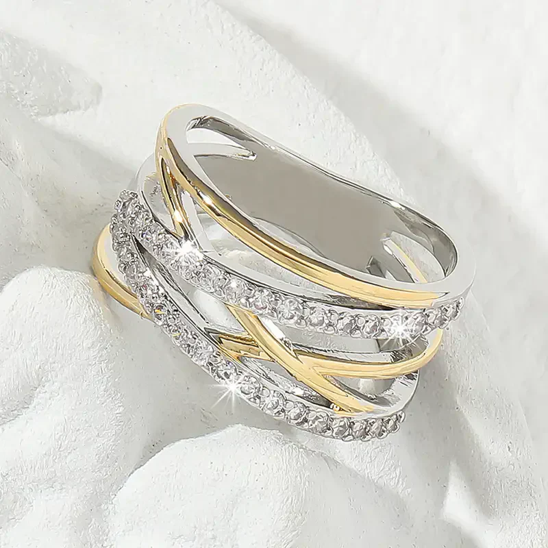 SilverGold Radiance Zirconia Ring | Mixed Gold 18k - Image 2