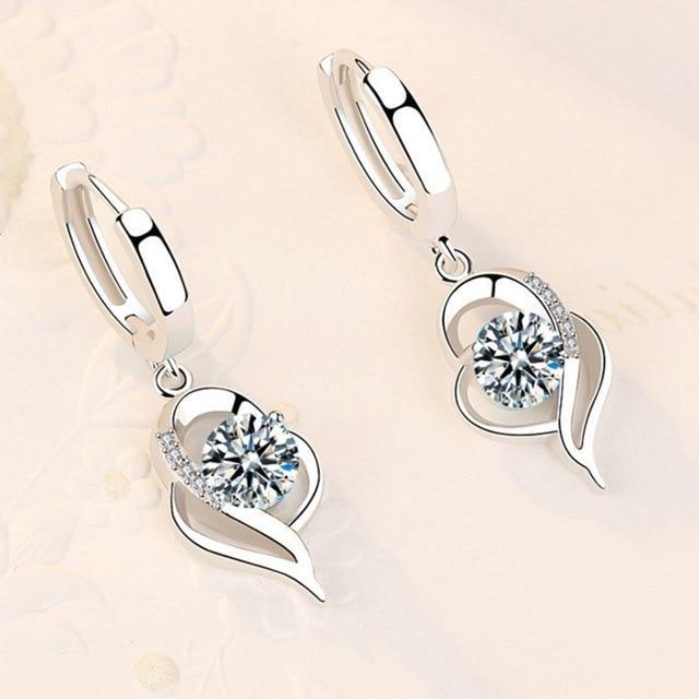 Sterling Silver and Zirconia Inlaid Floral Earrings | White Gold 18k - Image 3