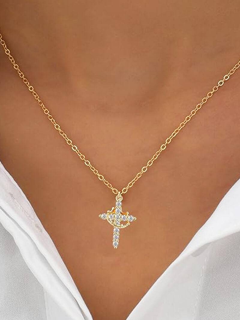 Tabitha Gemstone Cross Pendant Necklace - Image 3