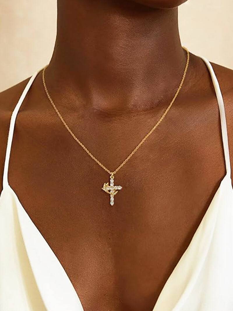 Tabitha Gemstone Cross Pendant Necklace - Image 4