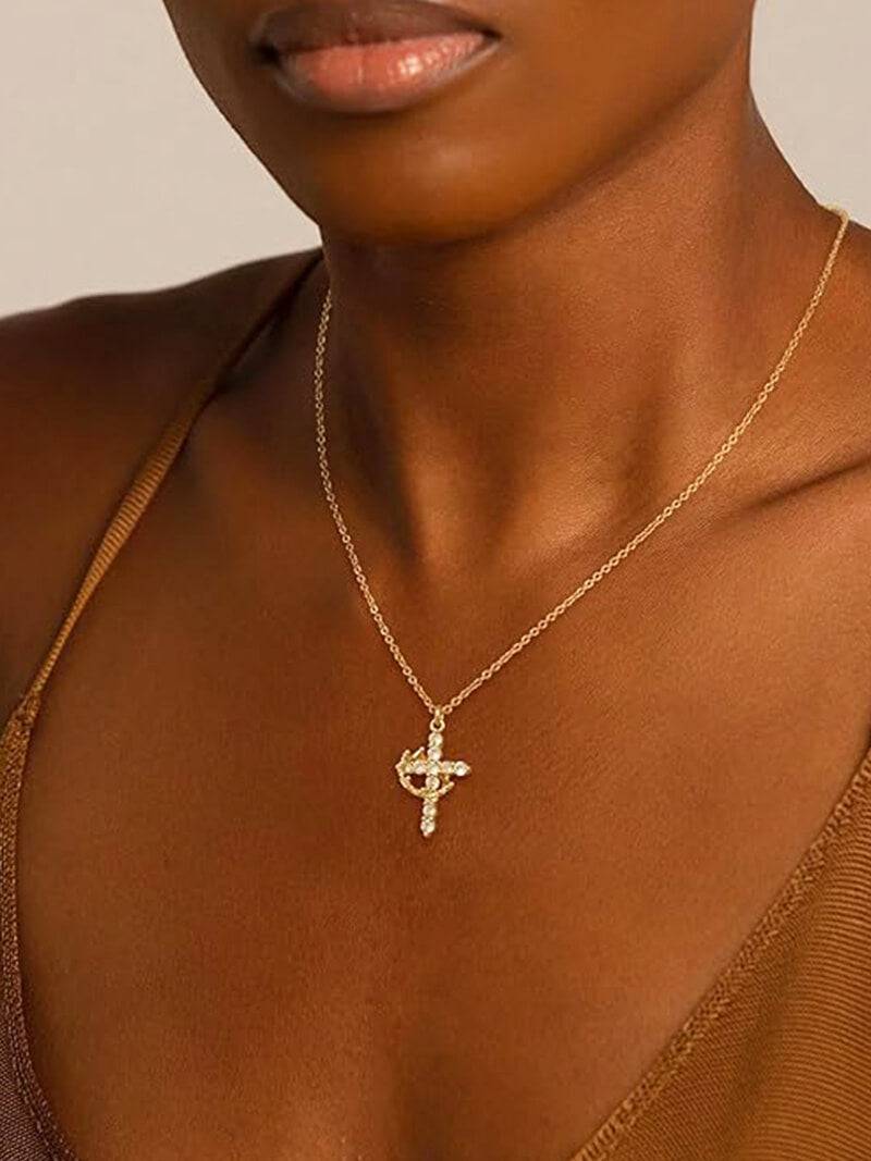 Tabitha Gemstone Cross Pendant Necklace - Image 5