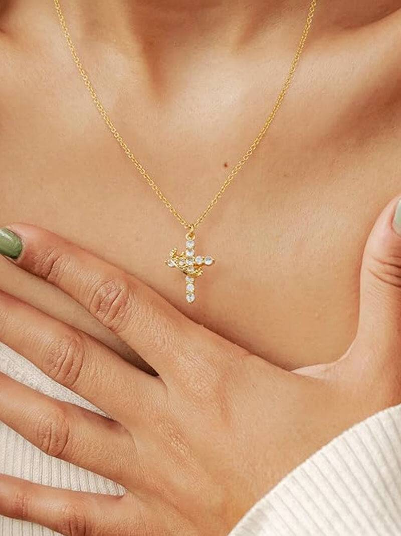 Tabitha Gemstone Cross Pendant Necklace - Image 6
