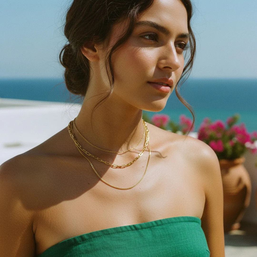 Triple Layered Gold Necklace - Image 3