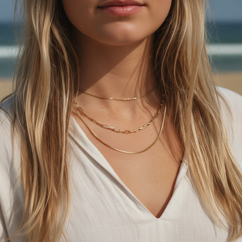 Triple Layered Gold Necklace - Image 5